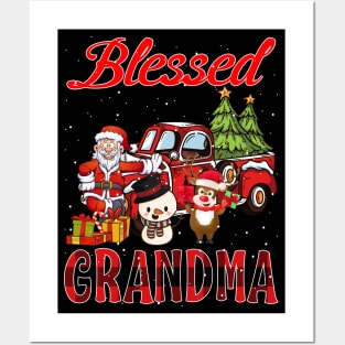 Blessed Grandma Red Plaid Christmas Posters and Art